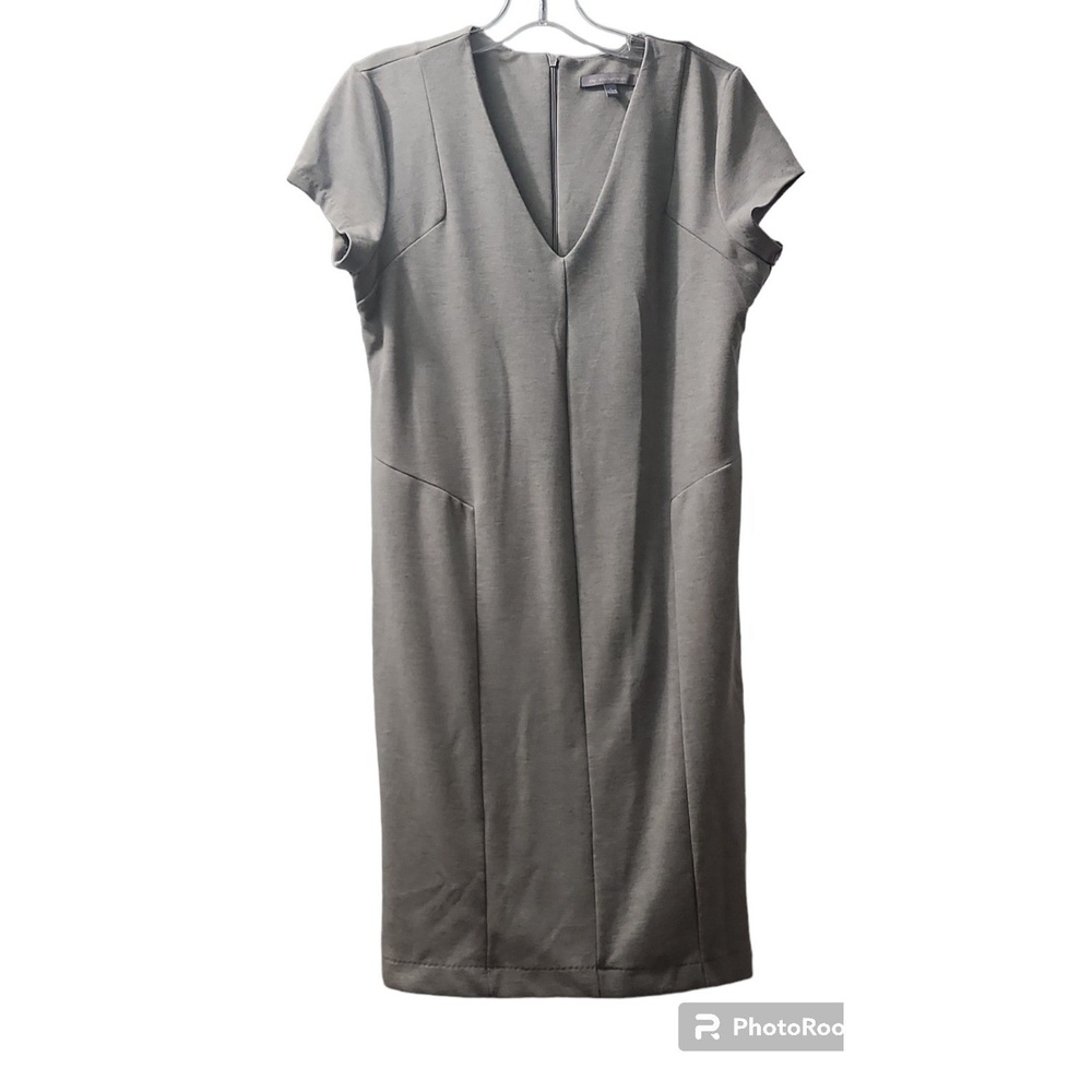 NY Collection Sheath Dress V-Neck Career Casual Gray Dress Size L